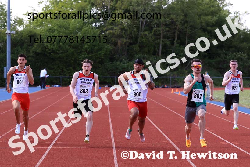 Senior mens 100 metres, 2025 North Eastern Track and Field Champs., Shildon, County Durham. Photo: David T. Hewitson/Sports for All Pics